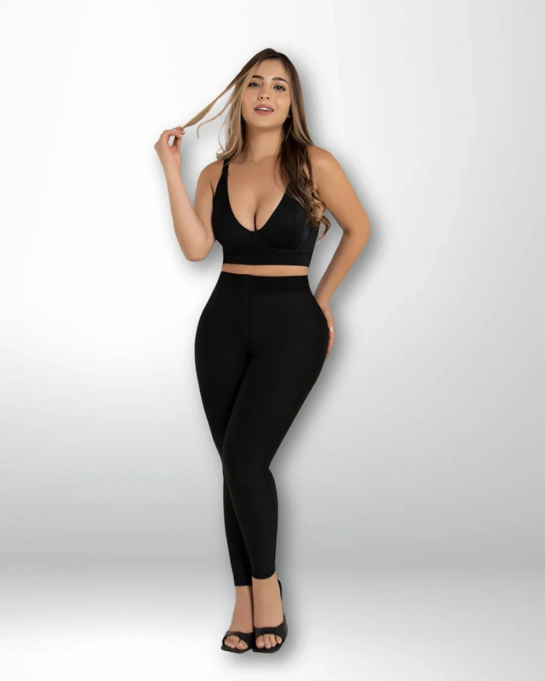 LEGGINS CON FAJON Y POWERNET-416 Fajas Piel De Ángel